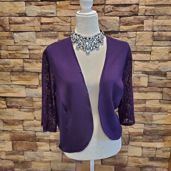 MAYA BROOKE COVER UP PURPLE 3/4 SLEEVE NYLON/SPANDEX SIZE 20W - Picture 1 of 8